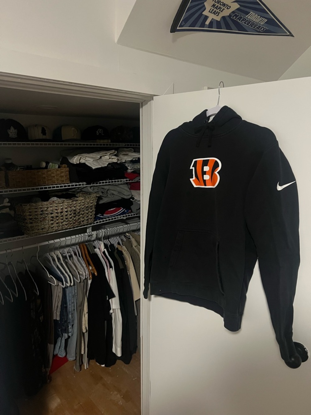 Nike Black Hoodie with Orange and White Bengals Logo
